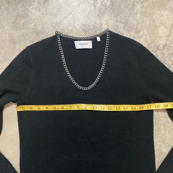 Georges Rech Paris Sweater Womens Medium Black Cashmere Wool Chain Neck - Picture 3 of 12